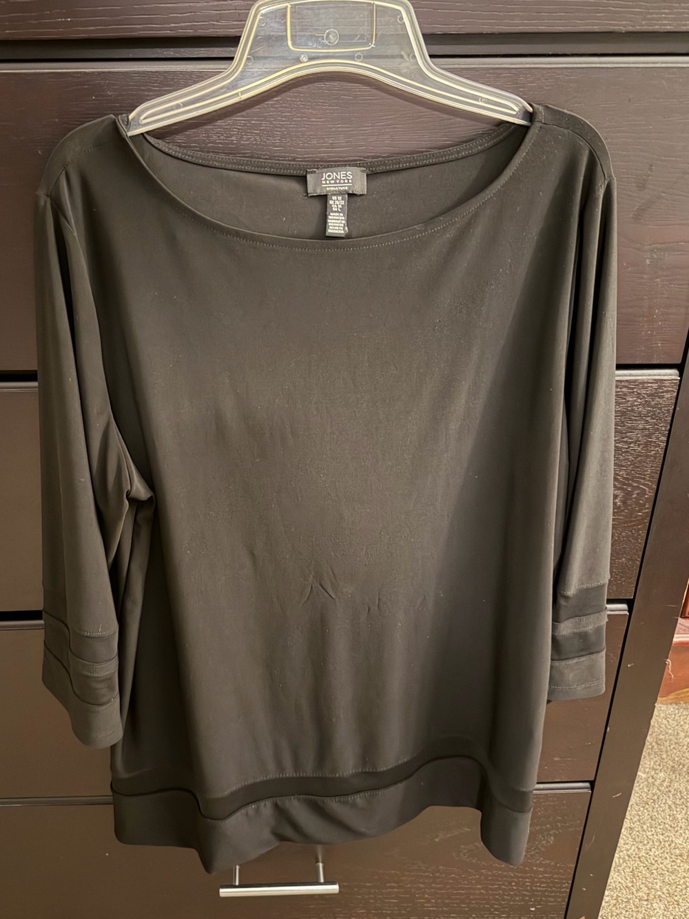 Jones New York Black too with mesh at sleeves and waist